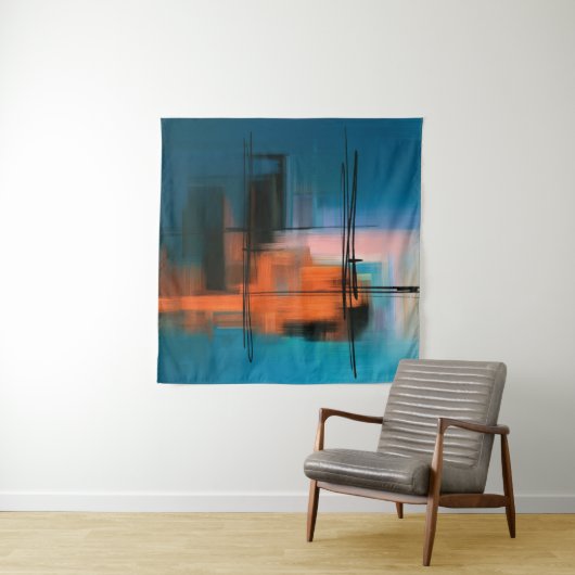 Kleurrijk abstract acrylschilderij. Surreal landsc Wandkleed (In situ)