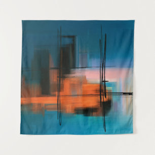 Kleurrijk abstract acrylschilderij. Surreal landsc Wandkleed