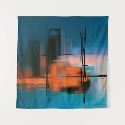 Kleurrijk abstract acrylschilderij. Surreal landsc Wandkleed (Voorkant)