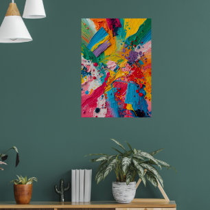 Kleurrijk Abstract Acrylverf Spatposter B Poster