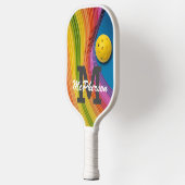 Kleurrijk Abstract afbeelding - Pickleball persona Paddle (Links)