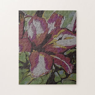 kleurrijk abstract afbeelding van rode lilly legpuzzel