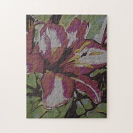 kleurrijk abstract afbeelding van rode lilly legpuzzel (Verticaal)