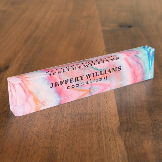 Kleurrijk Abstract Agaat Stone Pattern Naambordje (Zijkant)