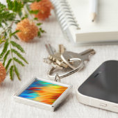 Kleurrijk Abstract blauw Oranje Flare Sleutelhanger (Zijkant)