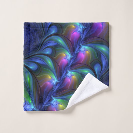 Kleurrijk Abstract blauw roze groen fractal Bad Handdoek (Wasdoekje)