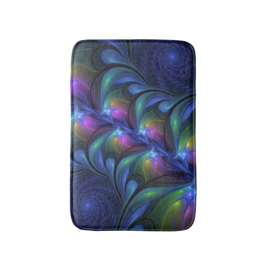Kleurrijk Abstract blauw roze groen fractal Badmat (Voorkant Verticaal)