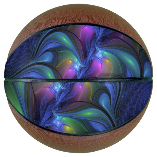 Kleurrijk Abstract blauw roze groen fractal Basketbal (Voorkant)