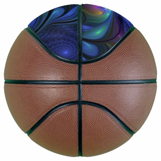 Kleurrijk Abstract blauw roze groen fractal Basketbal (Rechts)