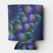 Kleurrijk Abstract blauw roze groen fractal Blikjeskoeler (Achterkant)