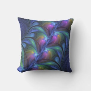 Kleurrijk Abstract blauw roze groen fractal Buitenkussen