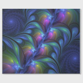 Kleurrijk Abstract blauw roze groen fractal Cadeaupapier (Vlak)