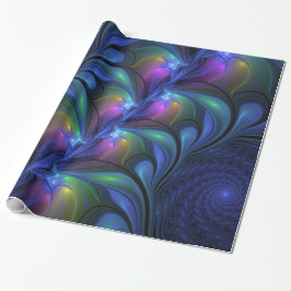 Kleurrijk Abstract blauw roze groen fractal Cadeaupapier