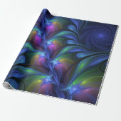 Kleurrijk Abstract blauw roze groen fractal Cadeaupapier (Uitgerold)