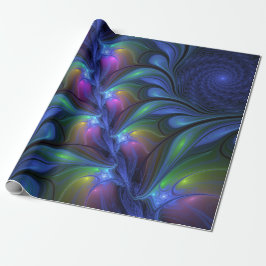 Kleurrijk Abstract blauw roze groen fractal Cadeaupapier