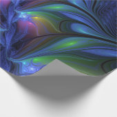Kleurrijk Abstract blauw roze groen fractal Cadeaupapier (Hoek)
