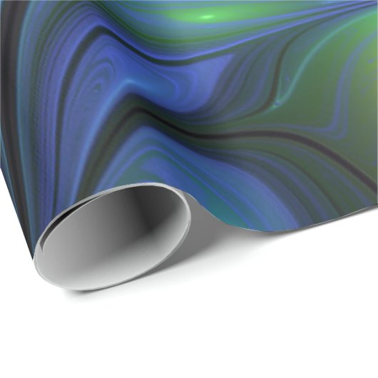 Kleurrijk Abstract blauw roze groen fractal Cadeaupapier (Rol Hoek)