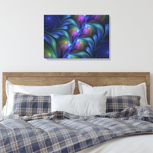 Kleurrijk Abstract blauw roze groen fractal Canvas Afdruk (Insitu (Slaapkamer))