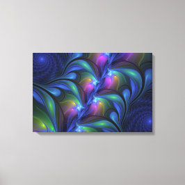 Kleurrijk Abstract blauw roze groen fractal Canvas Afdruk