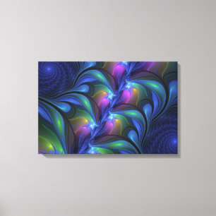 Kleurrijk Abstract blauw roze groen fractal Canvas Afdruk