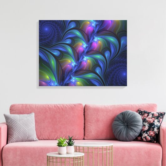 Kleurrijk Abstract blauw roze groen fractal Canvas Afdruk (Insitu (Woonkamer))