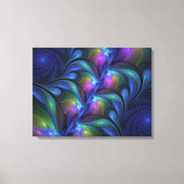 Kleurrijk Abstract blauw roze groen fractal Canvas Afdruk