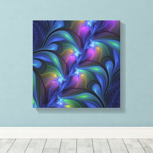 Kleurrijk Abstract blauw roze groen fractal Canvas Afdruk (Insitu (Houten vloer))