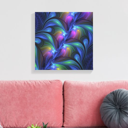 Kleurrijk Abstract blauw roze groen fractal Canvas Afdruk (Insitu (Woonkamer))