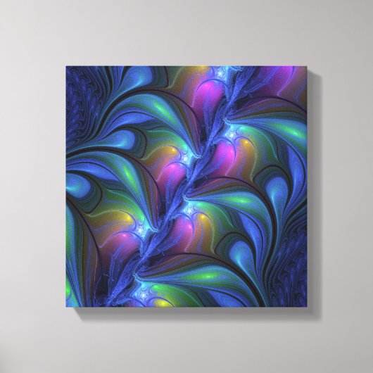 Kleurrijk Abstract blauw roze groen fractal Canvas Afdruk (Voorkant)
