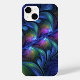 Kleurrijk Abstract blauw roze groen fractal Case-Mate iPhone 14 Hoesje