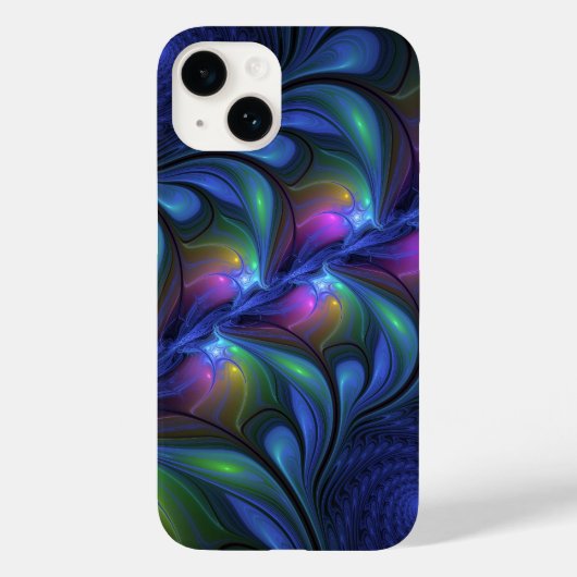 Kleurrijk Abstract blauw roze groen fractal Case-Mate iPhone Case (Achterkant)