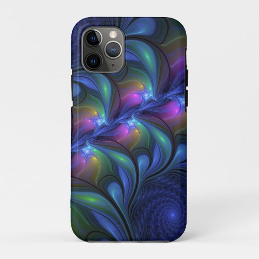 Kleurrijk Abstract blauw roze groen fractal Case-Mate iPhone Case (Achterkant)
