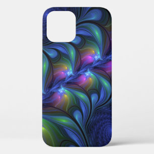 Kleurrijk Abstract blauw roze groen fractal Case-Mate iPhone Case