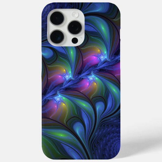 Kleurrijk Abstract blauw roze groen fractal Case-Mate iPhone Case (Achterkant)