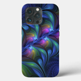 Kleurrijk Abstract blauw roze groen fractal Case-Mate iPhone Case