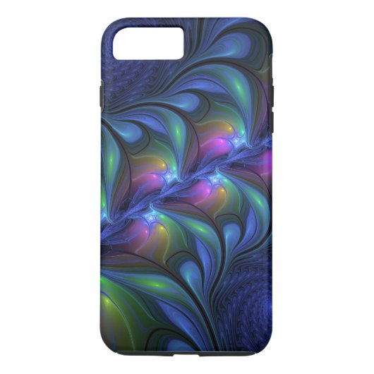 Kleurrijk Abstract blauw roze groen fractal Case-Mate iPhone Case (Achterkant)