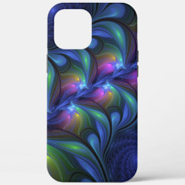 Kleurrijk Abstract blauw roze groen fractal Case-Mate iPhone Case