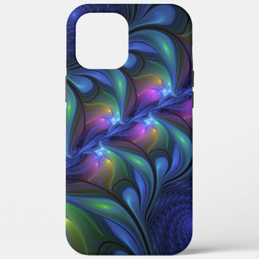 Kleurrijk Abstract blauw roze groen fractal Case-Mate iPhone Case (Achterkant)