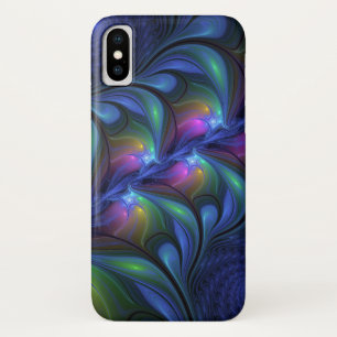 Kleurrijk Abstract blauw roze groen fractal iPhone X Hoesje