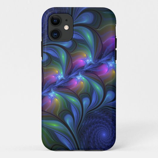 Kleurrijk Abstract blauw roze groen fractal Case-Mate iPhone Case (Achterkant)