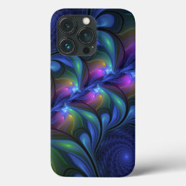 Kleurrijk Abstract blauw roze groen fractal Case-Mate iPhone Case