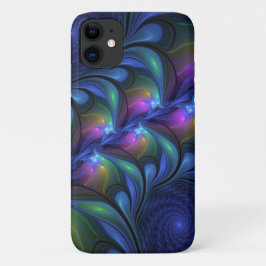 Kleurrijk Abstract blauw roze groen fractal Case-Mate iPhone Case