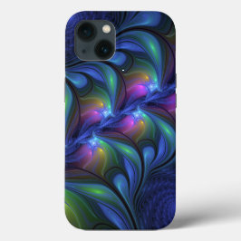 Kleurrijk Abstract blauw roze groen fractal Case-Mate iPhone Case