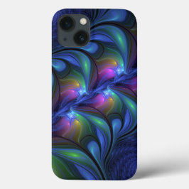 Kleurrijk Abstract blauw roze groen fractal Case-Mate iPhone Case