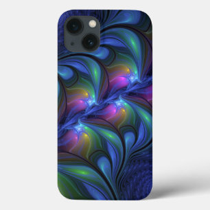 Kleurrijk Abstract blauw roze groen fractal Case-Mate iPhone Case