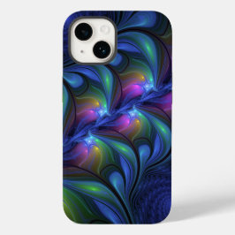 Kleurrijk Abstract blauw roze groen fractal Case-Mate iPhone 14 Hoesje