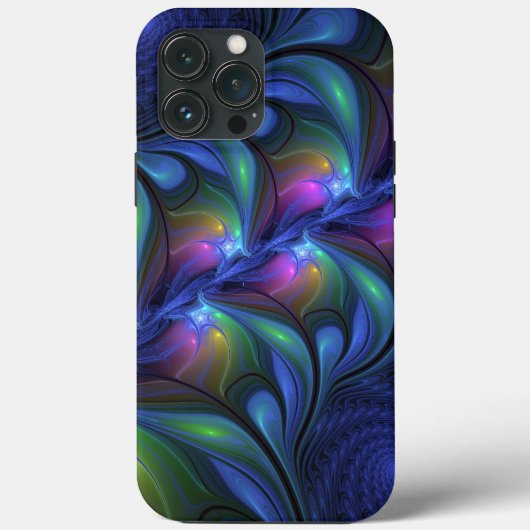 Kleurrijk Abstract blauw roze groen fractal Case-Mate iPhone Case (Achterkant)