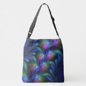 Kleurrijk Abstract blauw roze groen fractal Crossbody Tas (Achterkant)