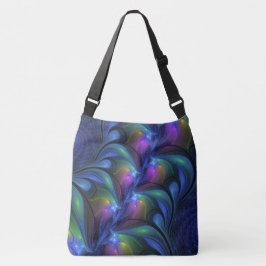 Kleurrijk Abstract blauw roze groen fractal Crossbody Tas