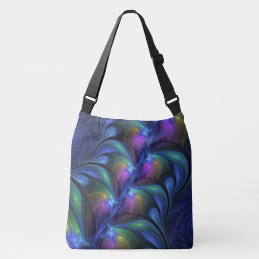 Kleurrijk Abstract blauw roze groen fractal Crossbody Tas (Voorkant)